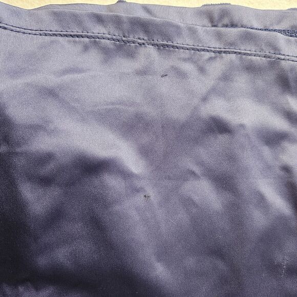 NWT ESLEY Sz M Navy BlueDress Satin Look Side Zip Soft Round Neck Fringe - Picture 7 of 7